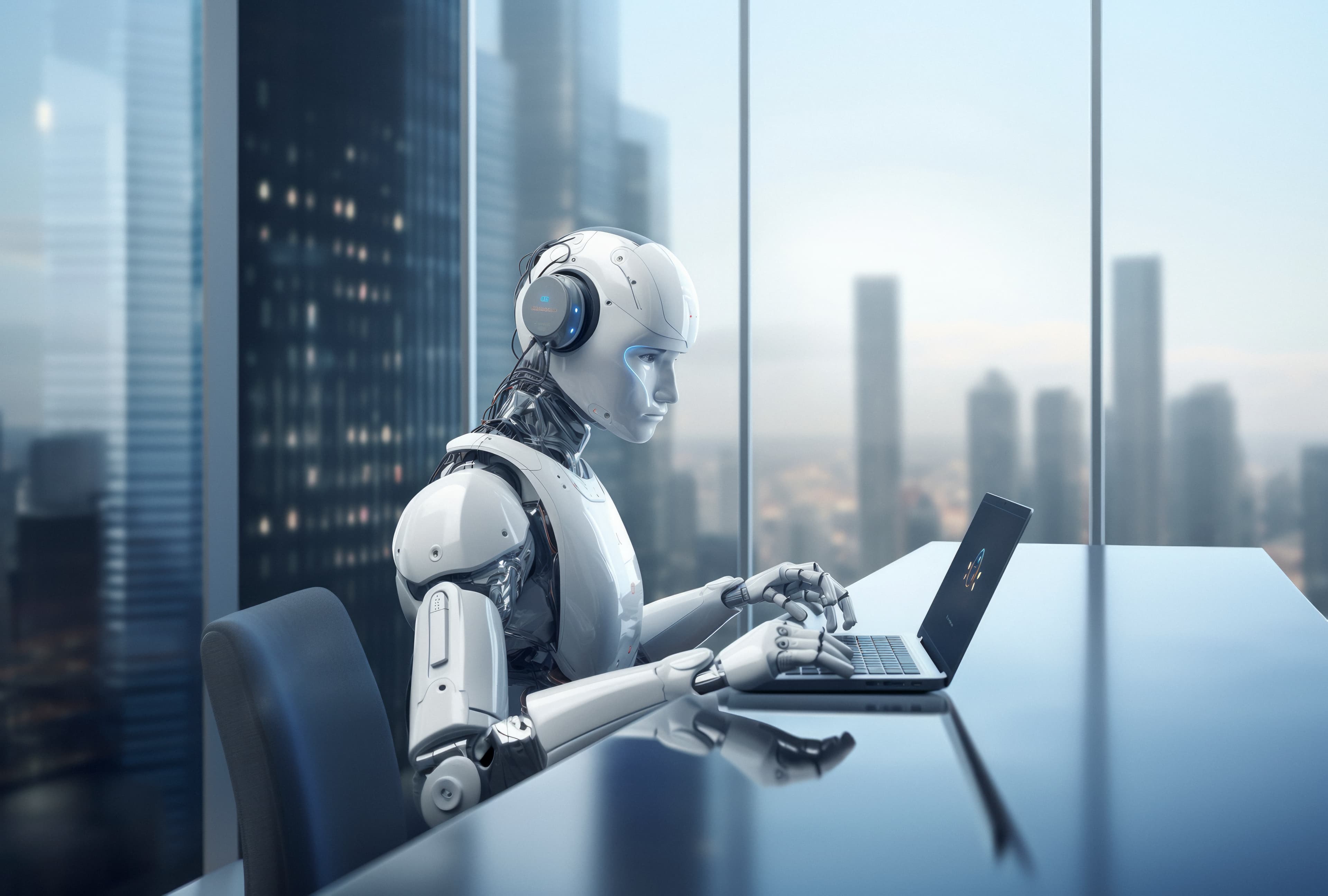 Robot working in office instead of humans